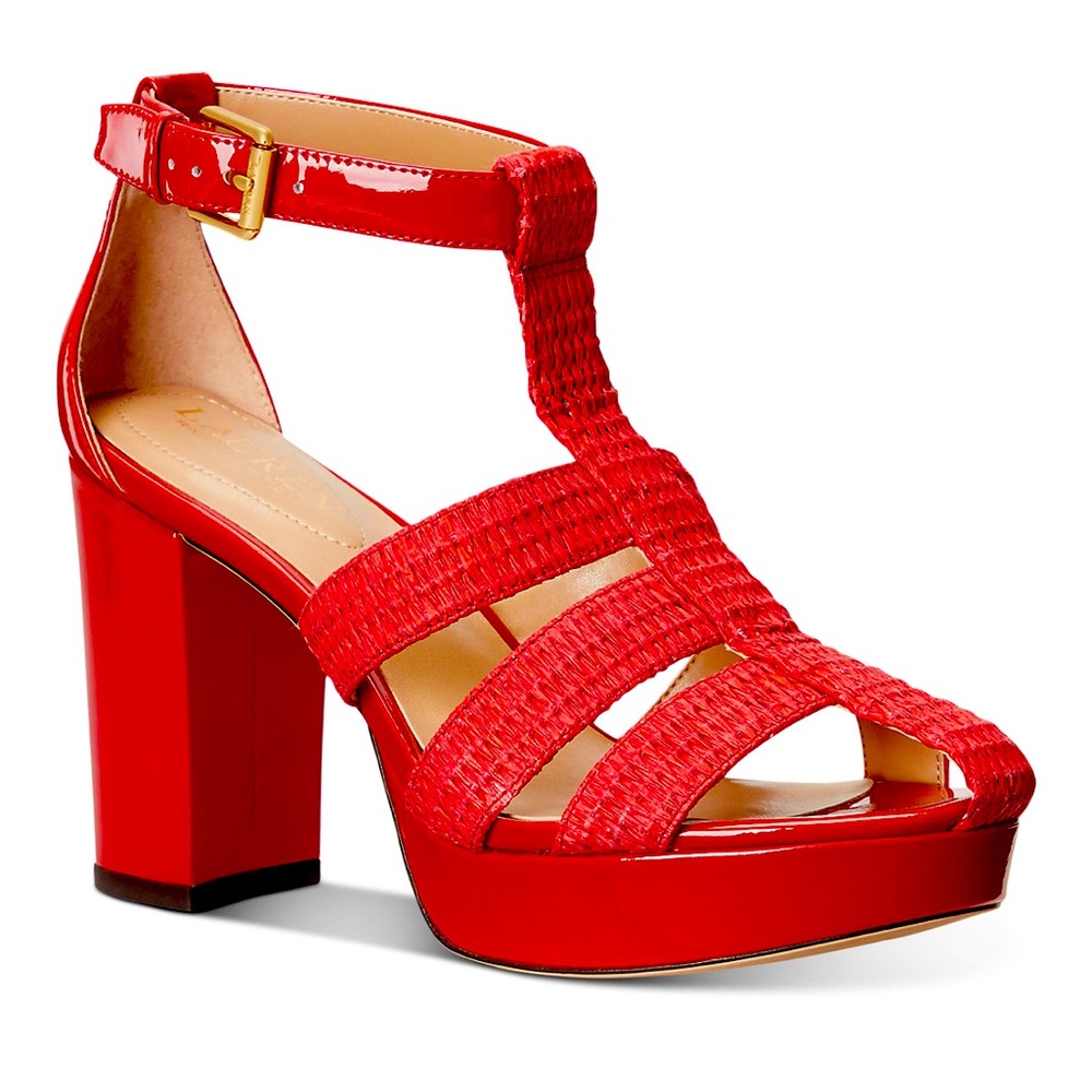 Oh MY RRRed Ralph Lauren Francesca Raffia-leather Heels Sandals